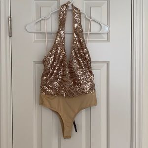 Rose gold sequins bodysuit